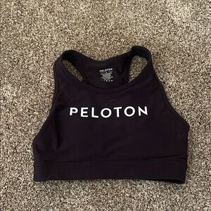 Peloton Black Sports Bra with White Logo